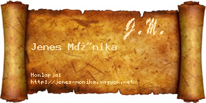 Jenes Mónika névjegykártya